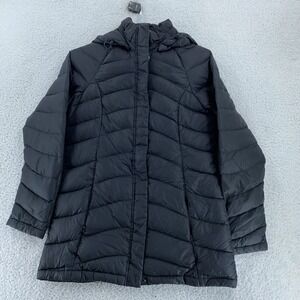 North Face Puffer Jacket Womens Small Black‎ Hooded Quilted Winter Coat S/P Warm